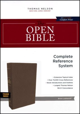 NKJV Open Bible - Brown Leathersoft, Indexed