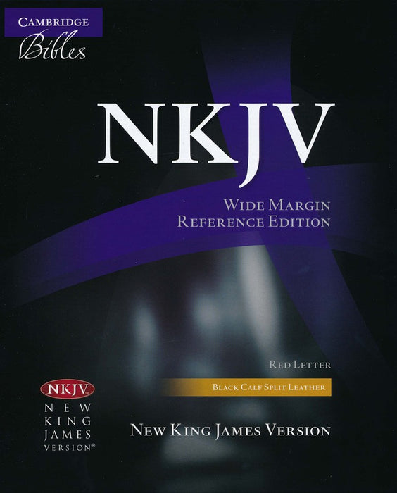 NKJV Wide Margin Reference Bible Black Calf Skin Leather