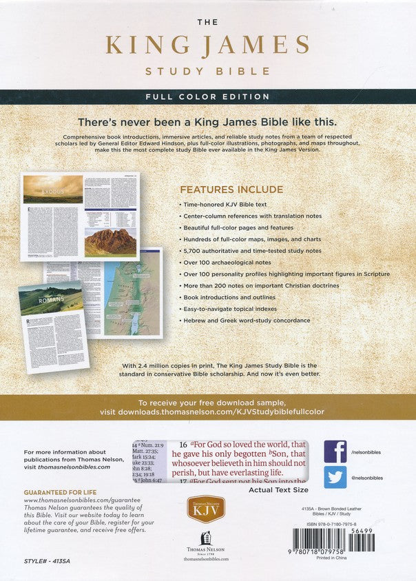 KJV Full-Color Study Bible Brown/Dk Brown Leathersoft Indexed