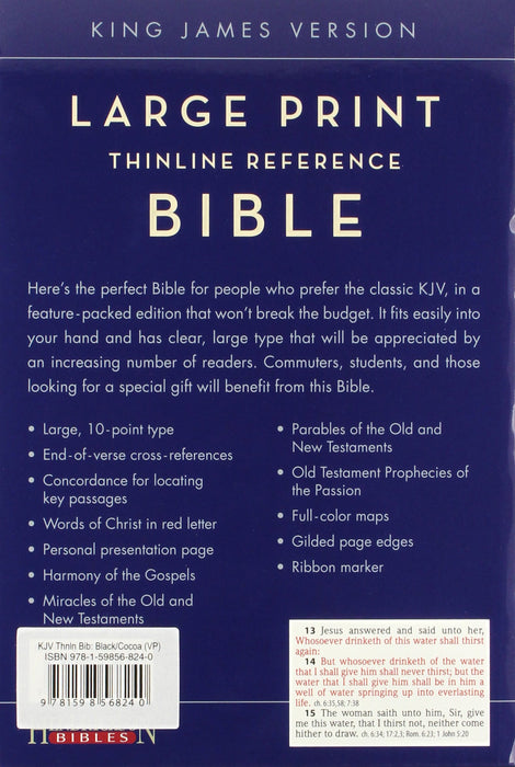 KJV Thinline Large Print Reference Bible - Black/Cocoa Flexisoft