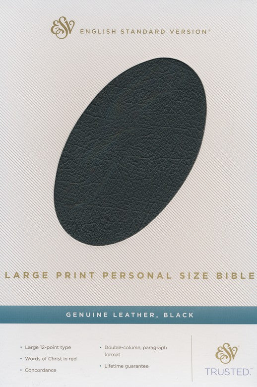 ESV Large Print Personal Size Bible Genuine Black Leather (op)