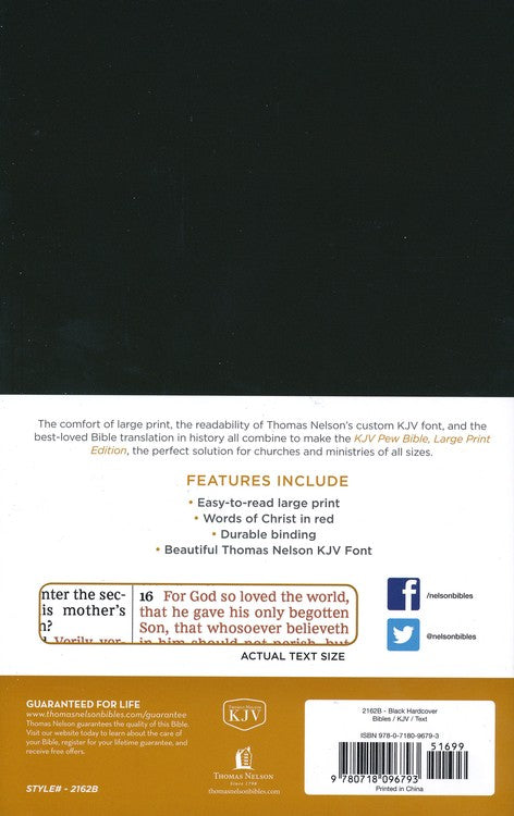 KJV Large Print Pew Bible, Comfort Print, Black