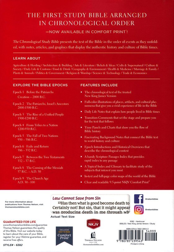 NKJV Chronological Study Bible - Hardcover