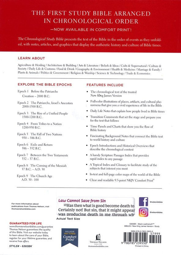 NKJV Chronological Study Bible Black LeatherSoft
