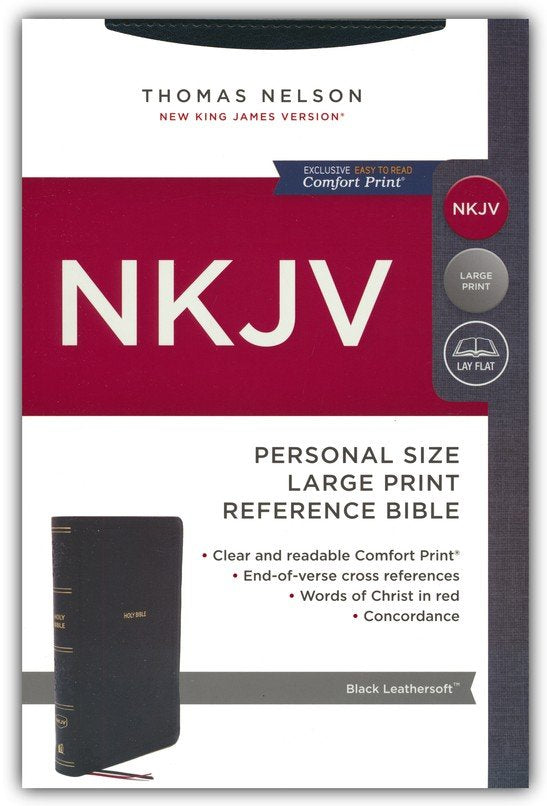 NKJV Personal Size Large Print End-of-Verse Reference Bible, Black Leathersoft