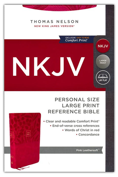 NKJV Personal Size Large Print Reference Bible, Pink Leathersoft
