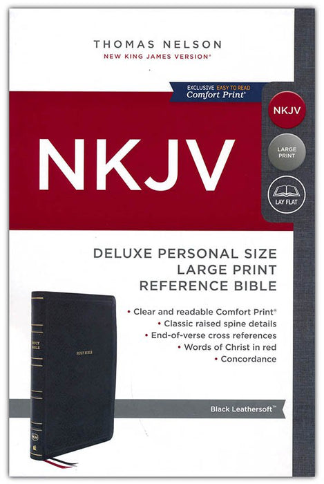 NKJV Deluxe Personal Size Large Print Reference Bible, Black LeatherSoft