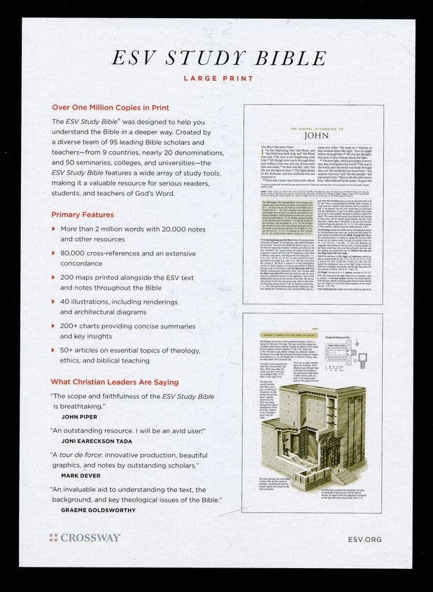 ESV Study Bible Large Print - Brown/Cordovan TruTone