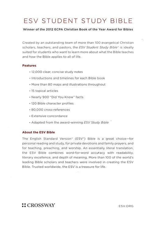 ESV Student Study Bible Chestnut TruTone