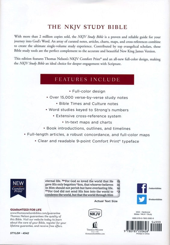 NKJV Comfort Print Study Bible Full-Color Edition Hardback