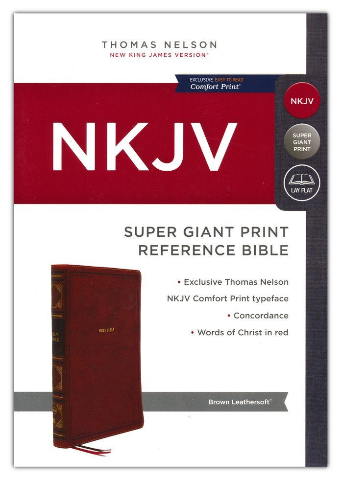 NKJV Super Giant Print Reference Bible, Brown Leathersoft