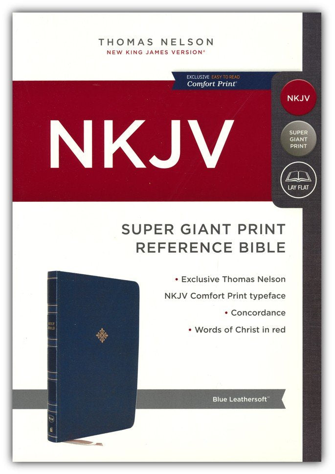 NKJV Super Giant Print Reference Bible, Blue Leathersoft