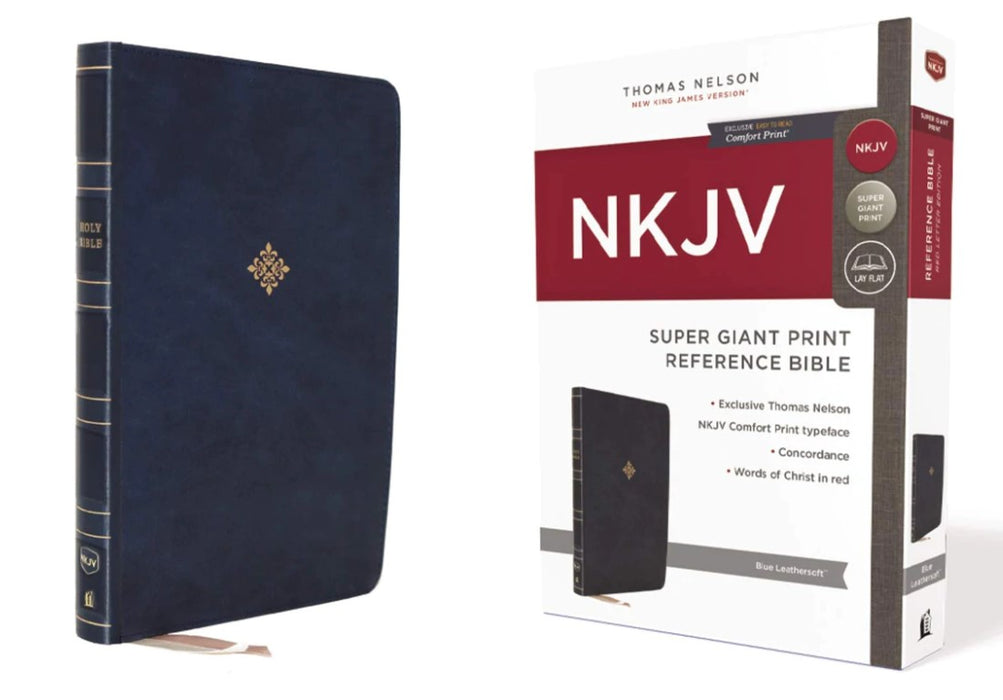 NKJV Super Giant Print Reference Bible, Blue Leathersoft