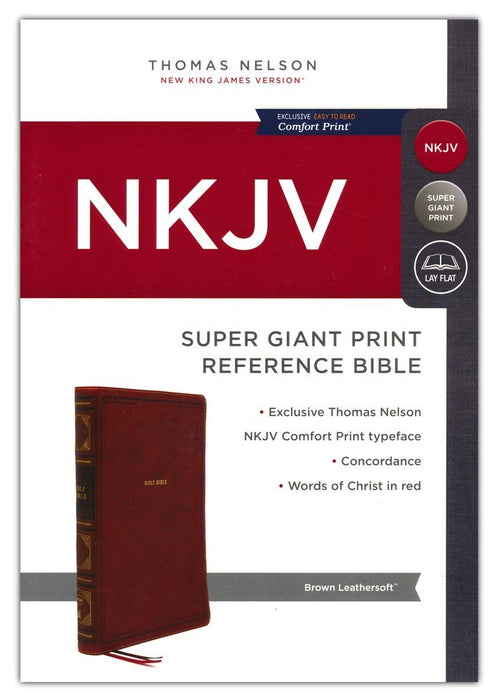 NKJV Super Giant Print Reference Bible, Brown Leathersoft *
