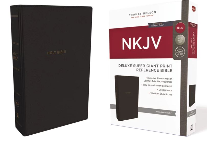 NKJV Super Giant Print Reference Bible, Black Leathersoft
