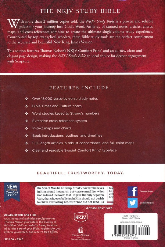 NKJV Comfort Print Study Bible, Hardback