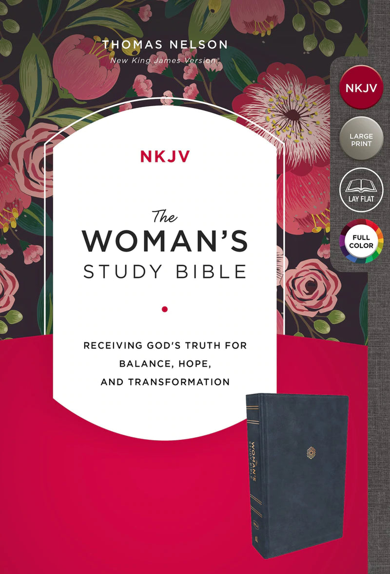 NKJV Woman's Study Bible (Full-Color) Navy Leathersoft, Indexed