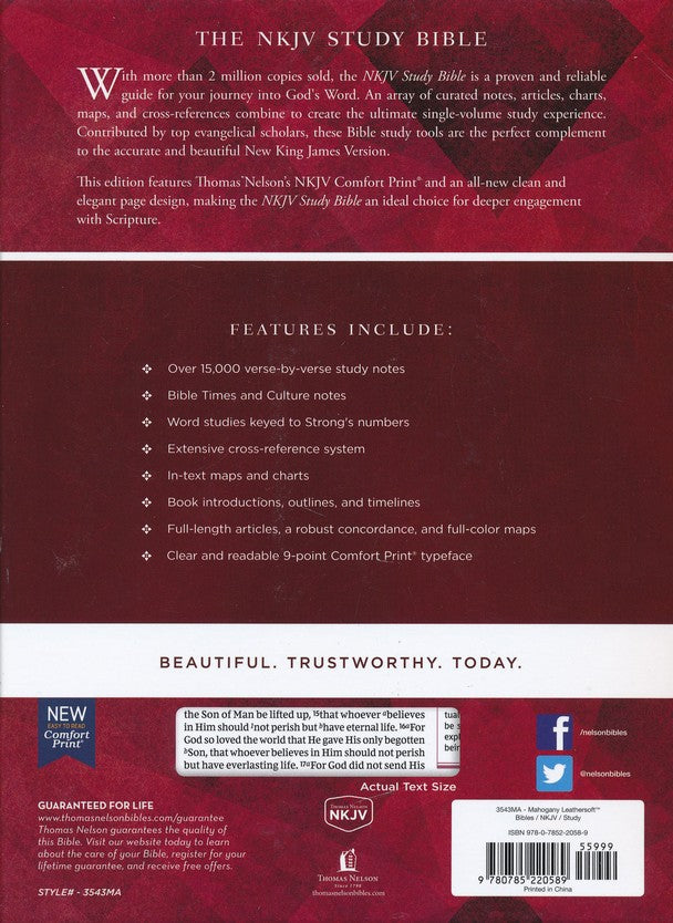 NKJV Study Bible Mahogany Leathersoft