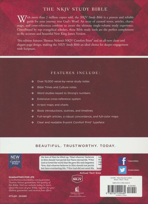 NKJV Study Bible Black Bonded Leather