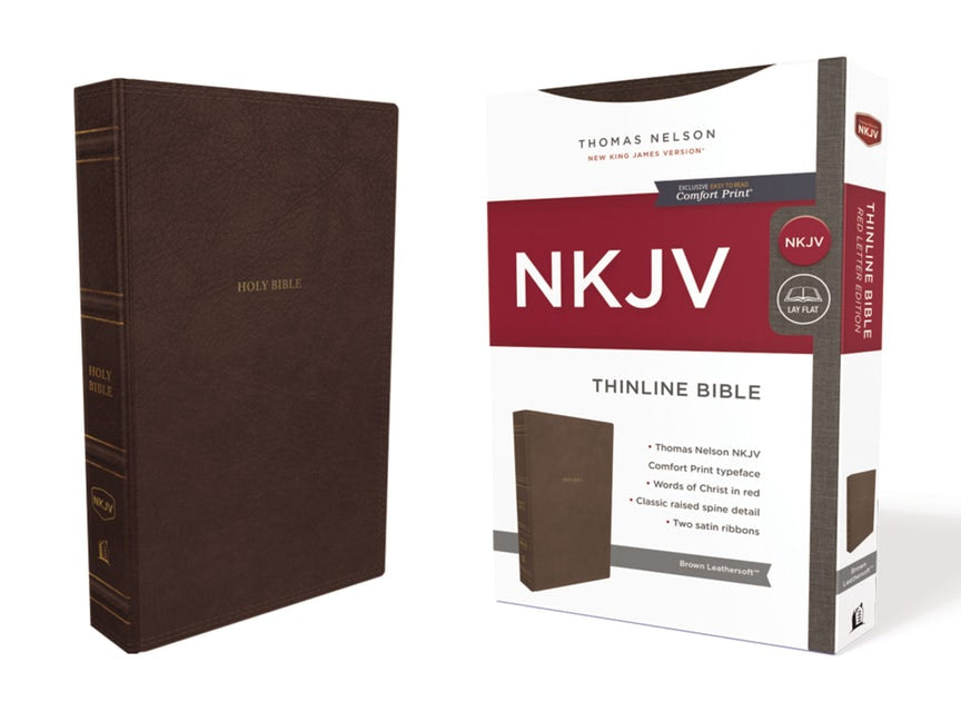 NKJV Thinline Bible Brown Leathersoft Indexed