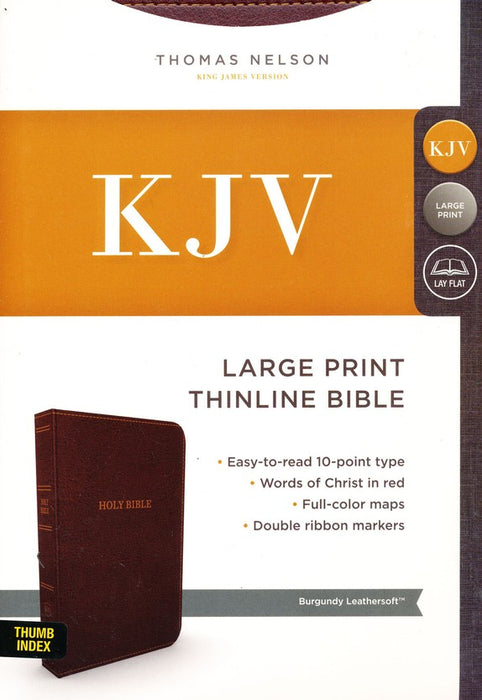 KJV Large Print Thinline Bible Comfort Print, Burgundy Leathersoft, Indexed