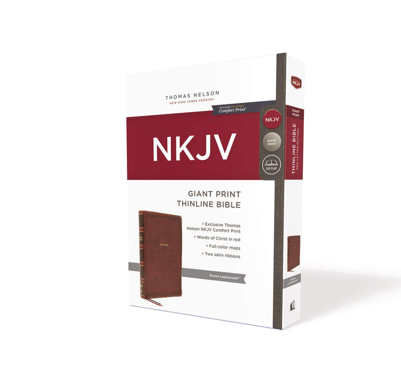 NKJV Giant Print Thinline Bible Brown Leathersoft