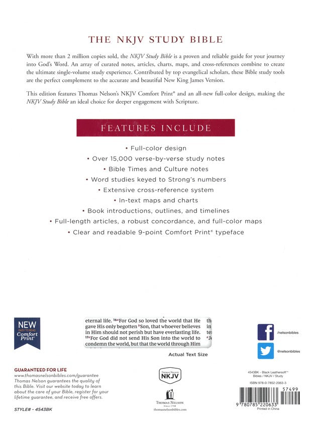 NKJV Study Bible Full Color Edition, Black Leathersoft