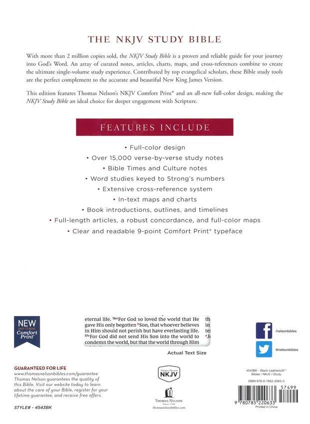 NKJV Study Bible Full Color Edition, Black Leathersoft, Indexed