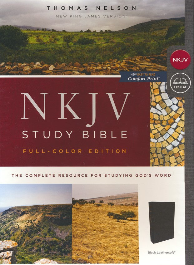 NKJV Study Bible Full Color Edition, Black Leathersoft
