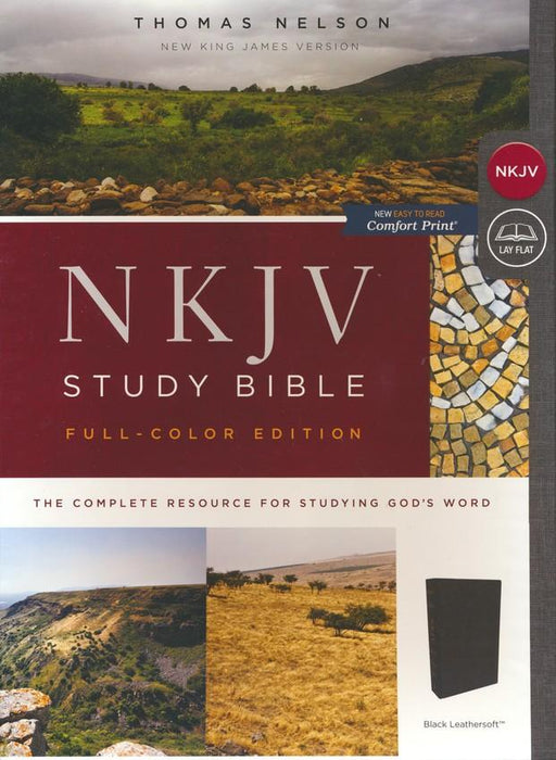 NKJV Study Bible Full Color Edition, Black Leathersoft, Indexed