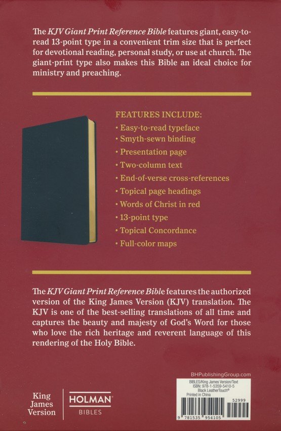KJV Giant Print Reference Bible, Black Leathertouch