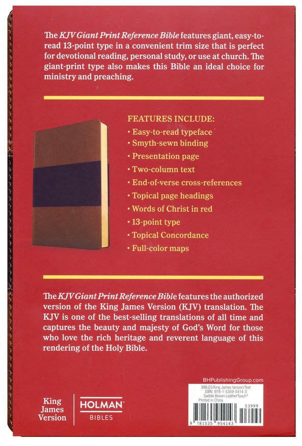 KJV Giant Print Reference Bible, Saddlebrown Leathertouch