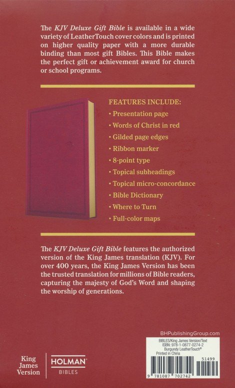 KJV Deluxe Gift Bible Burgundy Leathersoft