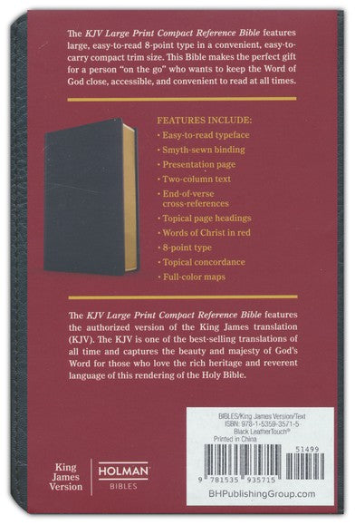KJV Large Print Compact Bible Black LeatherTouch