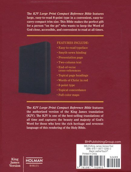 KJV Large Print Compact with Magnetic Flap, Black LeatherTouch