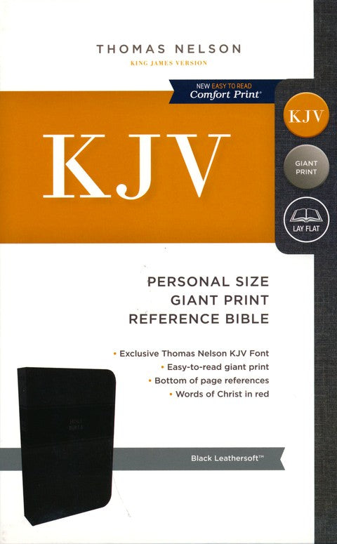KJV Personal Size Giant Print Reference Bible - Black Leather Soft