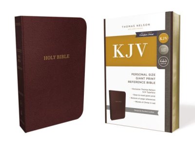 KJV Personal Size Giant Print Reference Bible - Burgundy Bonded Leather
