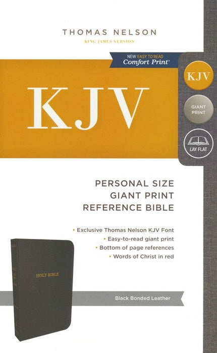 KJV Personal Size Giant Print Reference Bible - Black Bonded Leather, Indexed