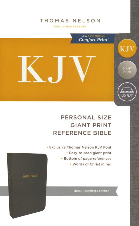 KJV Personal Size Giant Print Reference Bible Black Bonded Leather