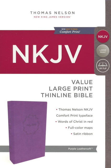 NKJV Value Large Print Thinline Bible Purple Leathersoft