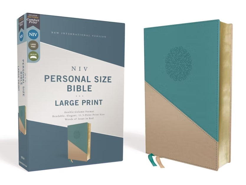 NIV Personal Size Large Print Bible Leathersoft Teal/Gold