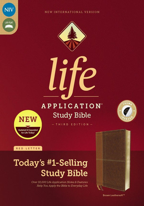 NIV Life Application Study Bible Brown/Tan Leatherlook, Indexed