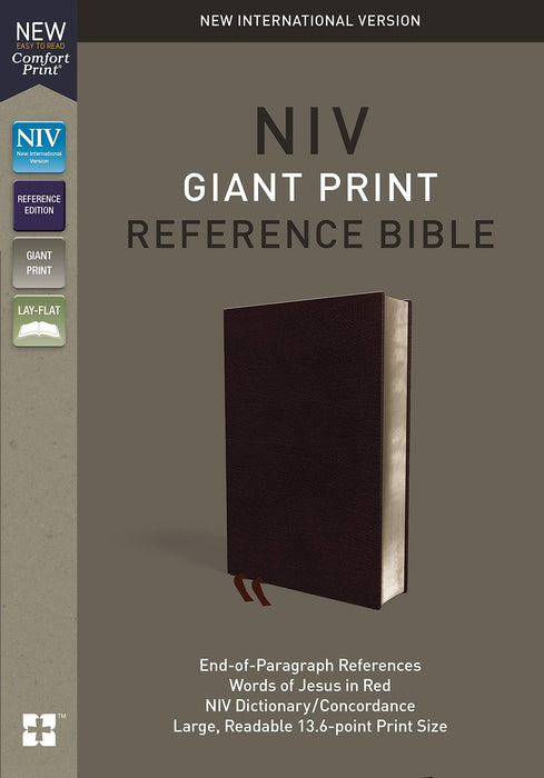NIV Comfort Print Giant Print Reference Bible Burgundy Bonded, Indexed