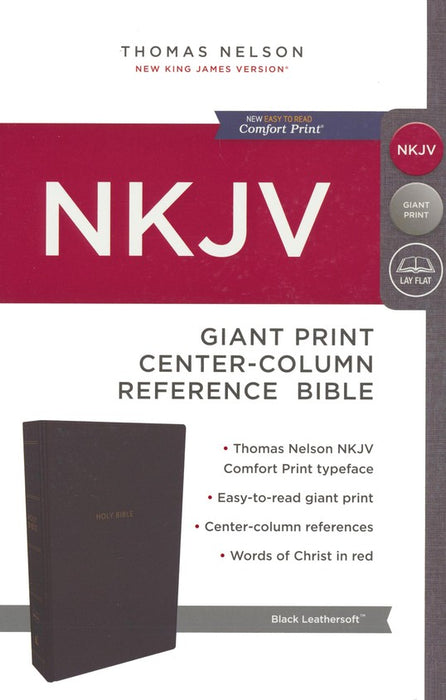 NKJV Giant Print Center-Column Reference Bible Black Leathersoft Indexed