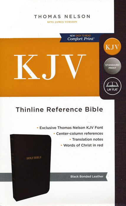 KJV Thinline Reference Bible Black Bonded, Indexed