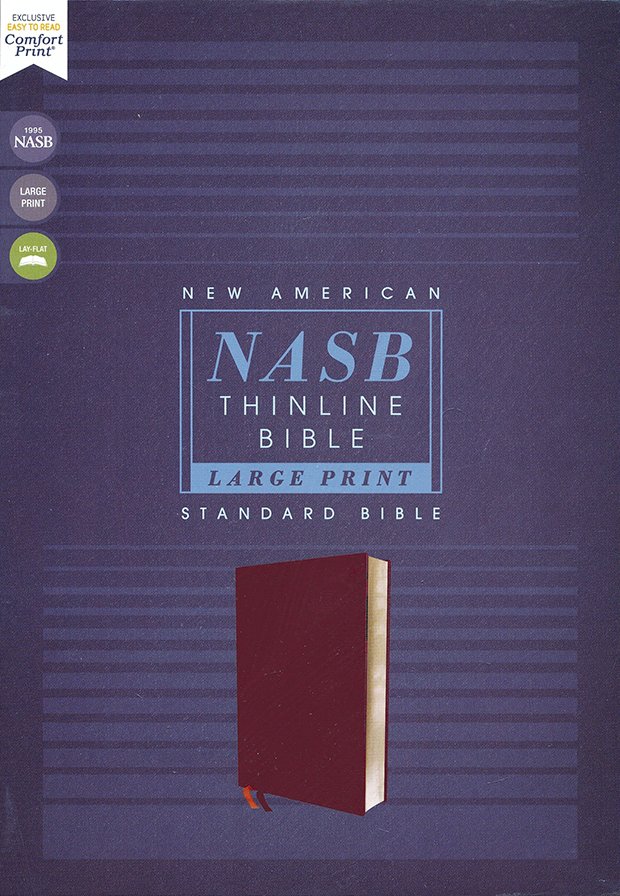 NASB Thinline Large Print Bible - Burgundy Bonded Leather Indexed *