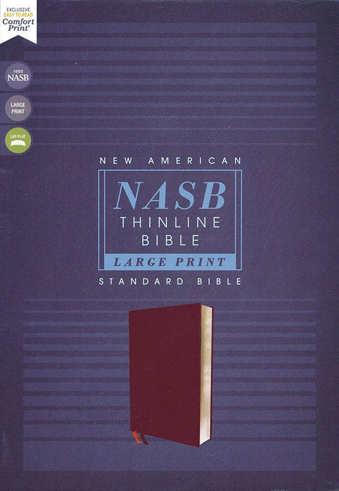 NASB Thinline Large Print Bible - Burgundy Bonded Leather Indexed