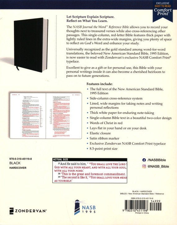 NASB Journal the Word Reference Bible Black Hardback