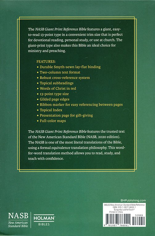 NASB Giant Print Reference Bible - Burgundy LeatherTouch, 2020 Text