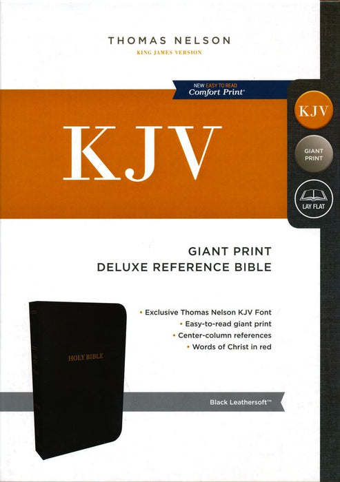KJV Giant Print Deluxe Center Column Reference Bible - Black Leathersoft